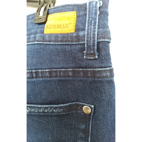 Judy Blue Los Angeles med/dark wash straight distressed edges womens 14 normcore - Picture 7 of 8